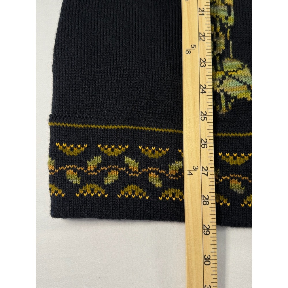 Maureen Goldie Design Scotland Black Floral Fair Isle Smocked Cardigan Sweater - Picture 10 of 11